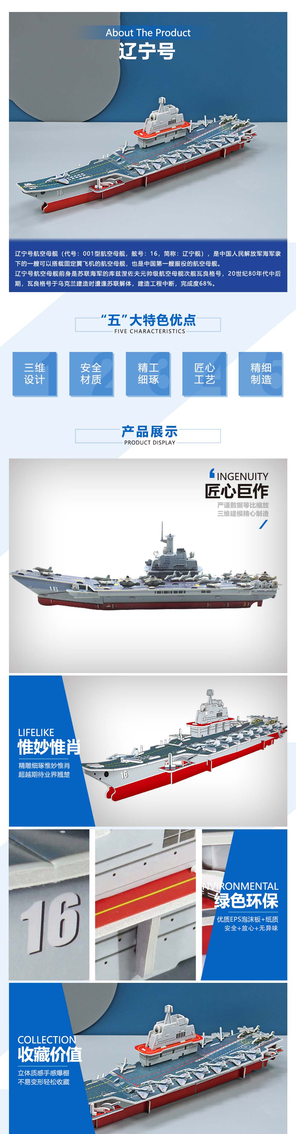 遼寧艦 3D立體拼插模型 遼寧艦 3D立體拼插模型