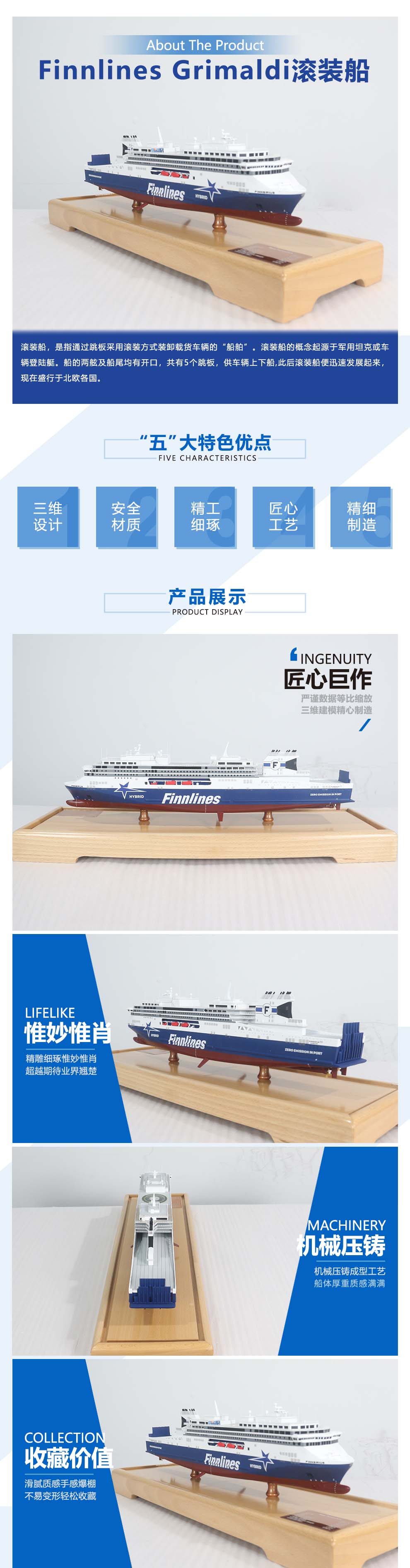 .Finnlines Grimaldi滾裝船50cm .Finnlines Grimaldi滾裝船50cm