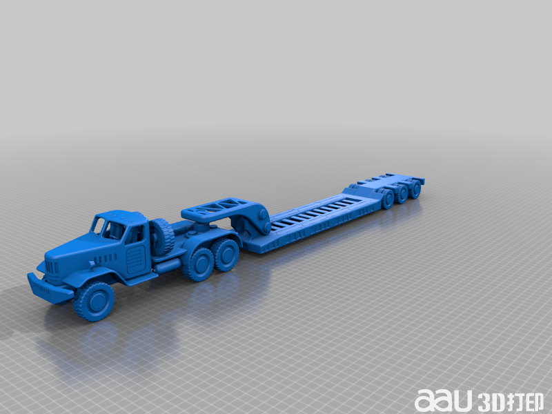 黃色Zil卡車Lowboy拖車STL模型